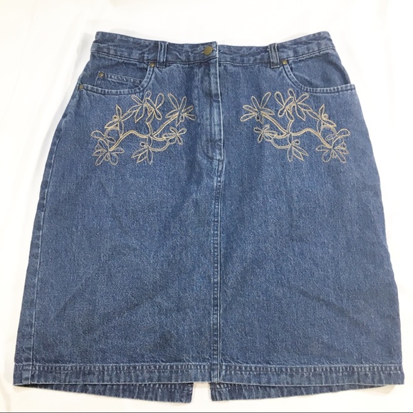 Westbound Dresses & Skirts - Vintage Denim High Waist Embroidered Mini Skirt